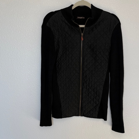 J. McLaughlin Jackets & Blazers - J. McLaughlin Quilted Silk Zip Front Jacket Mock Neck Knit Cotton Black M